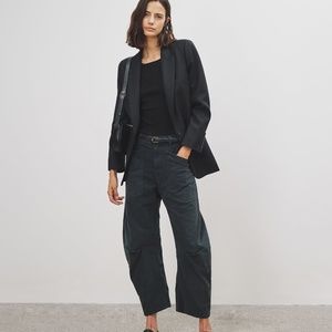 Nili Lotan Shon Pant Carbon grey Bow Leg Carpenter 2 barrel